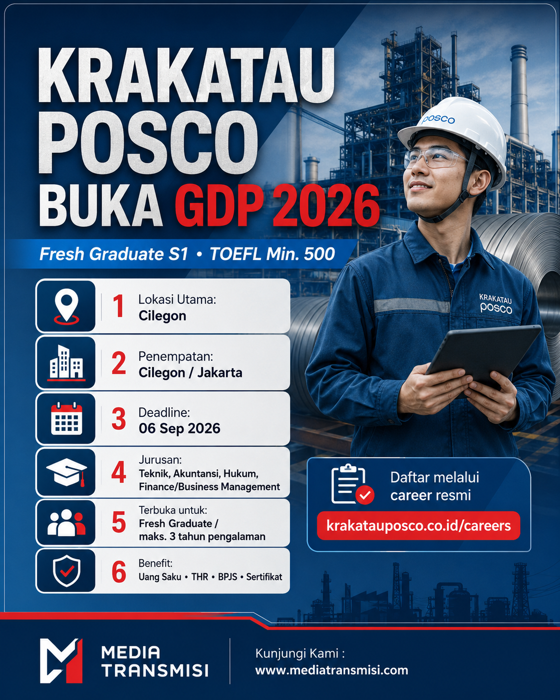 Krakatau Posco Buka Graduate Development Program 2026, Fresh Graduate S1 Bisa Daftar