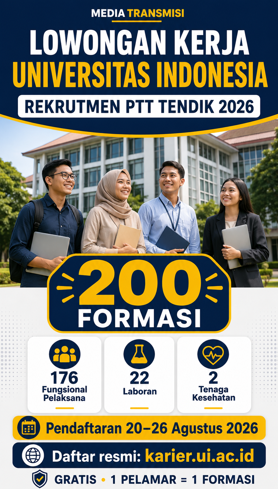 Universitas Indonesia Buka 200 Formasi PTT Tenaga Kependidikan 2026, Simak Syarat dan Jadwalnya
