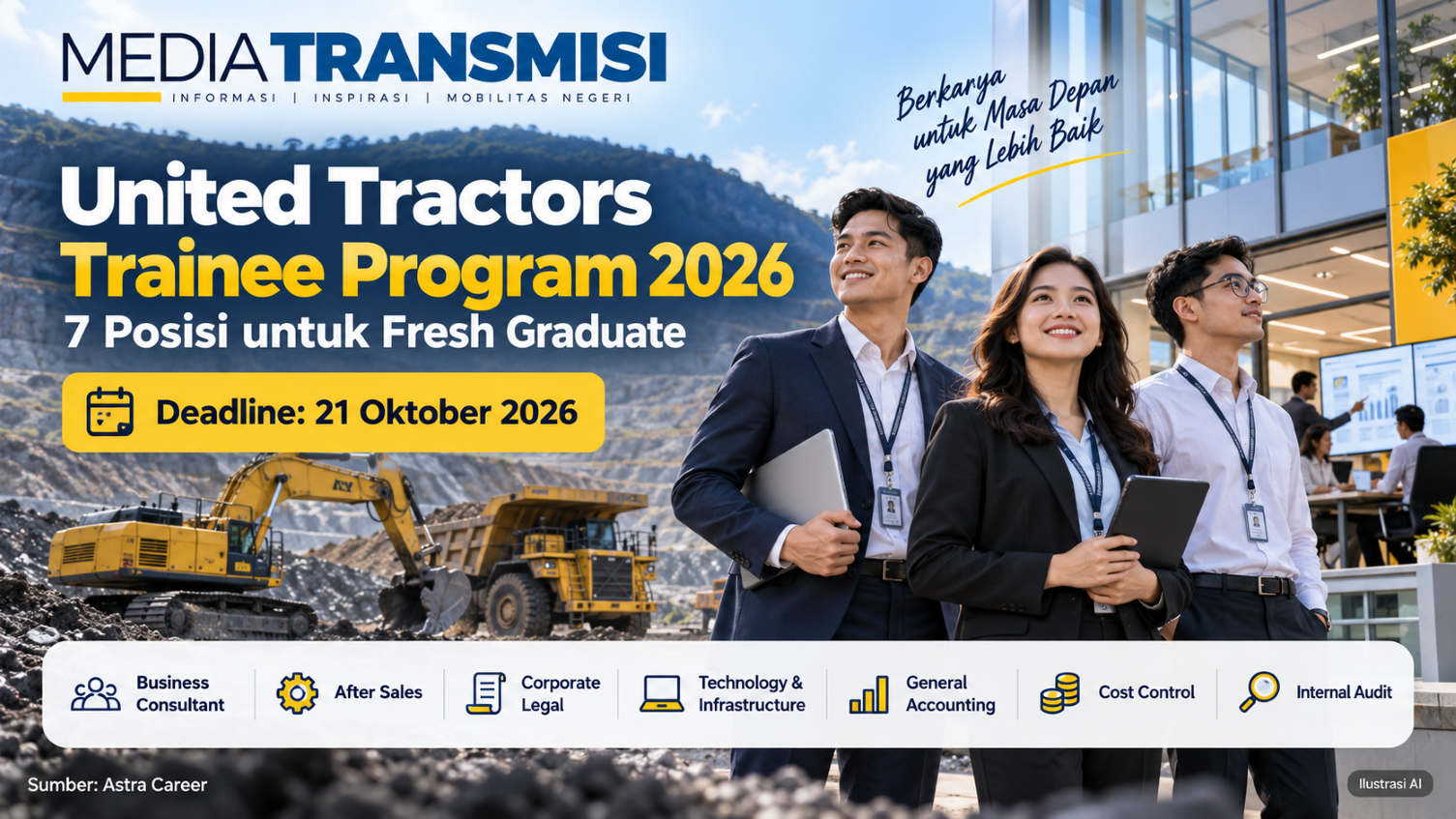 United Tractors Buka 7 Lowongan Trainee Program 2026 untuk Fresh Graduate, Pendaftaran hingga 21 Oktober